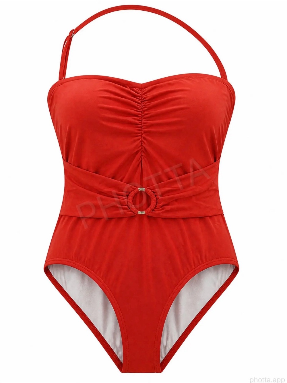 Michael Kors Coral-Red One-Piece Swimsuit with Ring Detail